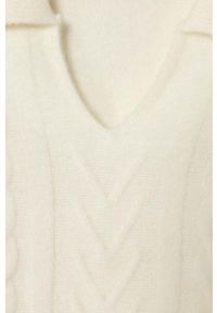 Pepe Jeans sweter z domieszką wełny dziecięcy Renata kolor beżowy. Kolor: beżowy. Materiał: wełna. Wzór: ze splotem #2