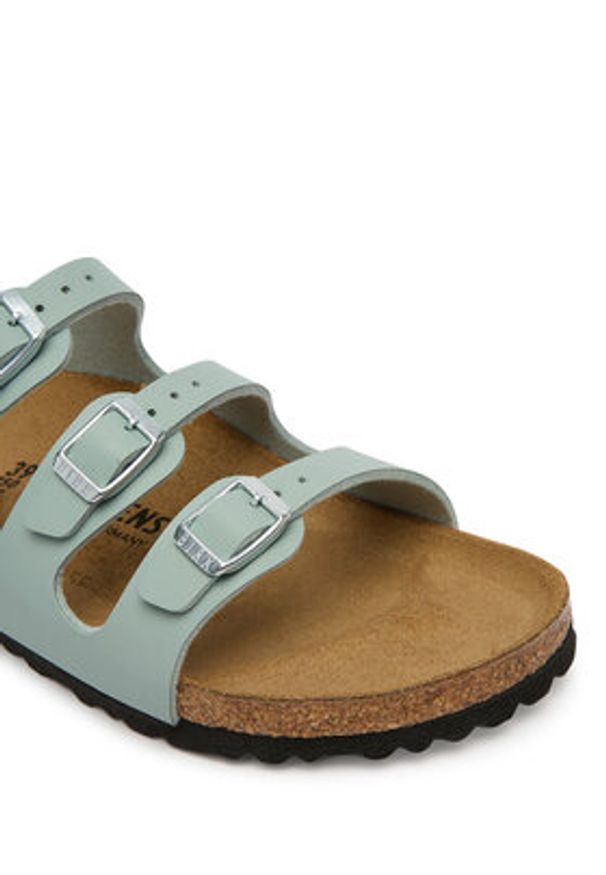 Birkenstock Klapki Florida 1032055 Zielony. Kolor: zielony. Materiał: skóra