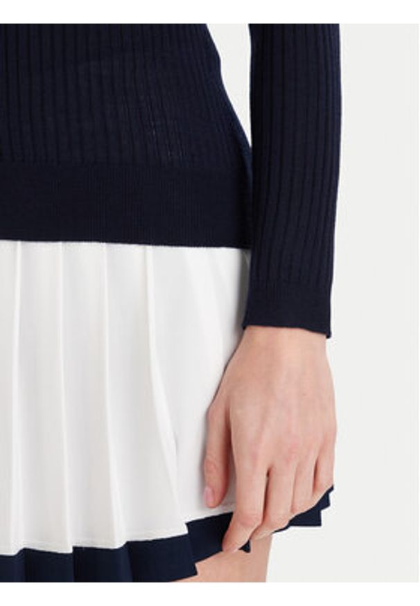 Lacoste Kardigan AF4141 Granatowy Slim Fit. Kolor: niebieski. Materiał: wełna