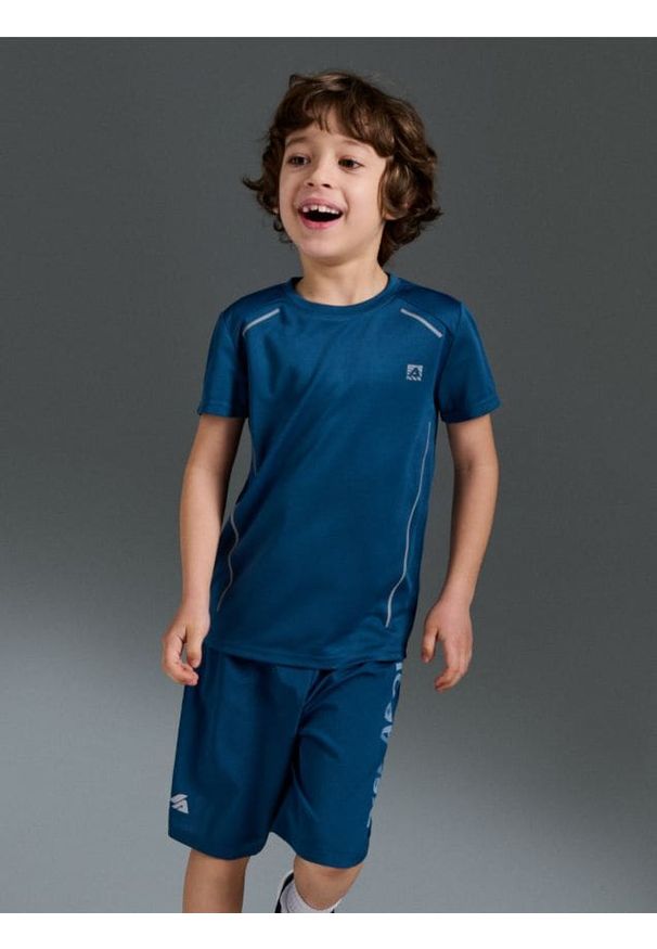 Sinsay - Koszulka sportowa Active - niebieski. Kolor: niebieski. Styl: sportowy