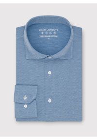Pako Lorente - PAKO LORENTE - Jasnoniebieska dzianinowa koszula męska. Typ kołnierza: kołnierzyk włoski. Kolor: niebieski. Materiał: dzianina. Długość rękawa: długi rękaw. Długość: długie. Wzór: melanż #3