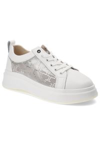 Białe Sneakersy Artiker Stylowe Przezroczyste Obuwie Damskie. Okazja: na co dzień. Kolor: biały. Materiał: materiał. Wzór: aplikacja