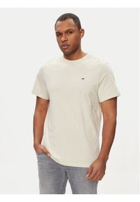 Tommy Jeans T-Shirt Classic DM0DM09598 Beżowy Regular Fit. Kolor: beżowy. Materiał: bawełna