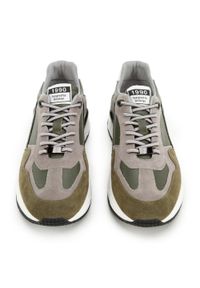 Wittchen - Męskie sneakersy skórzane z zamszowymi wstawkami zielono-szare. Nosek buta: okrągły. Kolor: zielony, wielokolorowy, szary. Materiał: skóra #4
