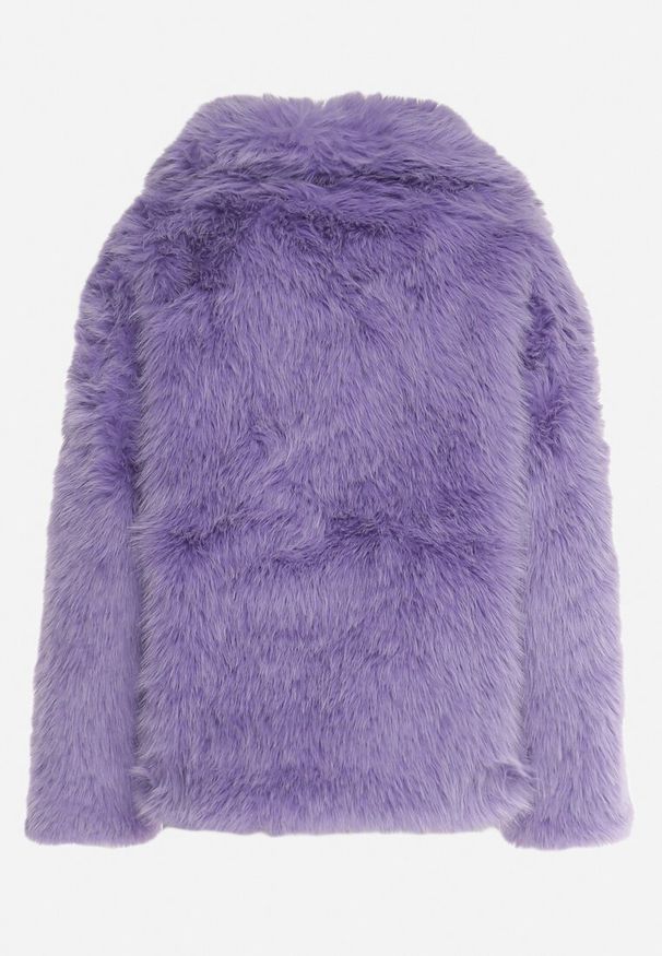 Born2be - Fioletowa Kurtka Futro z Wsuwanymi Kieszeniami Liriena. Okazja: na co dzień, na spacer. Kolor: fioletowy. Materiał: futro. Styl: casual, klasyczny, elegancki