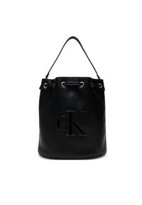 Calvin Klein Torebka Bold Ck Large Bucket Bag LV04F3232G Czarny. Kolor: czarny. Materiał: skórzane