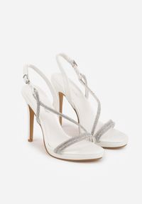 Renee - Białe Szpilki Sandały z Cyrkoniowymi i Transparentnymi Paskami Vikirissa. Okazja: na imprezę. Zapięcie: pasek. Kolor: biały. Wzór: aplikacja, paski. Obcas: na szpilce. Styl: elegancki. Wysokość obcasa: średni #5