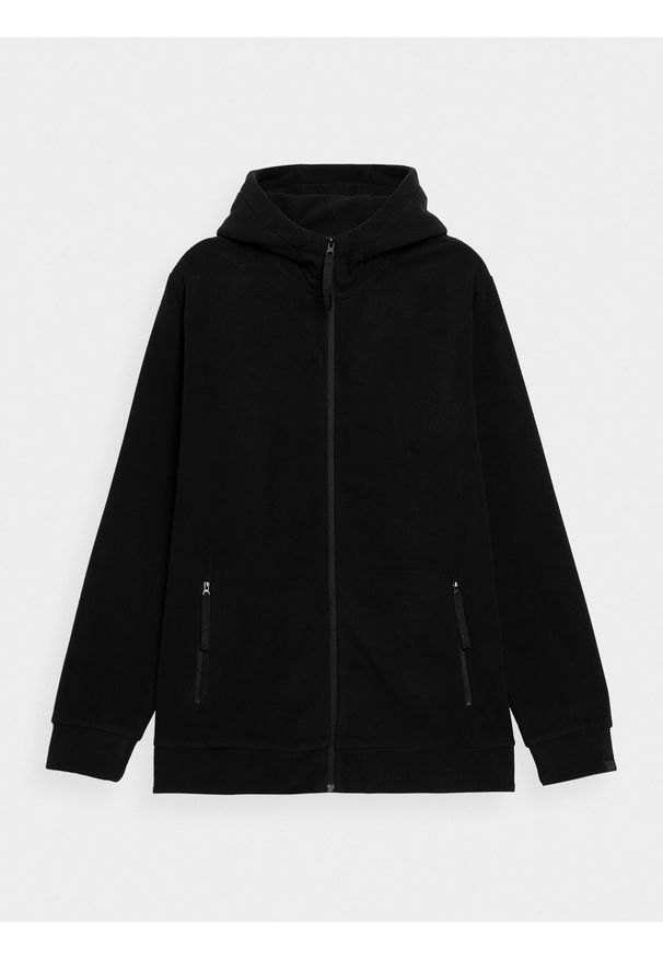 outhorn - Polar rozpinany z kapturem męski Outhorn - czarny. Typ kołnierza: kaptur. Kolor: czarny. Materiał: polar