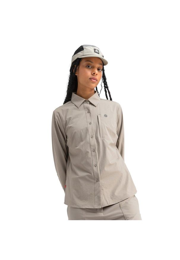 SIROKO - Koszula trekkingowa z długim rękawem damska Lycian. Kolor: brązowy. Materiał: materiał. Długość rękawa: długi rękaw. Długość: długie