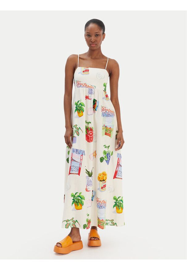 Seafolly Sukienka letnia La Boca 55597-DR Écru Regular Fit. Materiał: bawełna. Sezon: lato