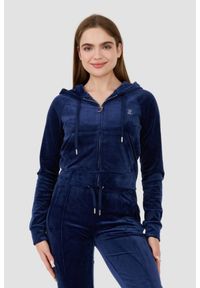 Juicy Couture - JUICY COUTURE Granatowa bluza Madison Hoodie. Kolor: niebieski