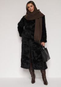 Born2be - Brązowy Szalik Długi z Frędzlami z Domieszką Wełny Torilisa. Okazja: na spacer. Kolor: brązowy. Materiał: wełna. Styl: klasyczny #3