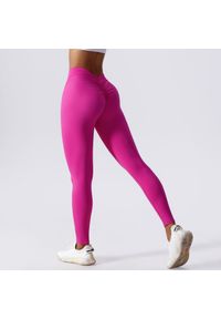 Intica - Legginsy z drapowaniem na trening i co dzień Ingedore. Kolor: różowy. Materiał: materiał, skóra. Wzór: gładki. Sport: fitness