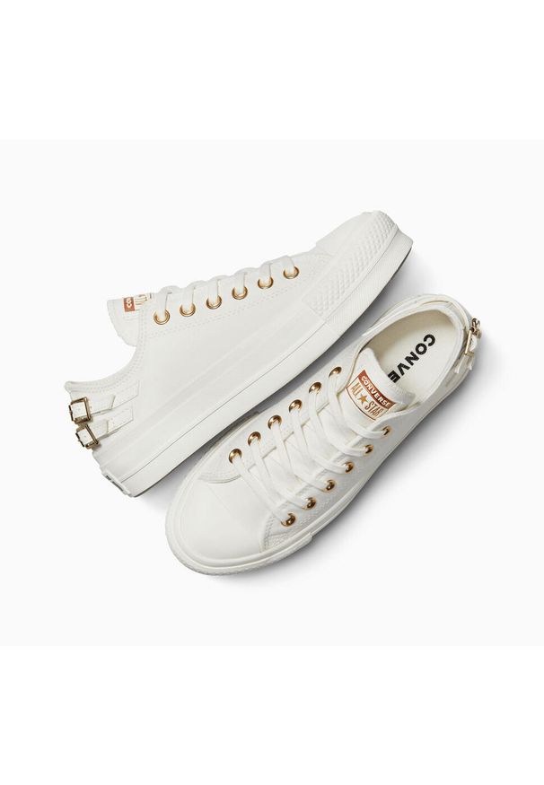 Buty sportowe Converse Chuck Taylor All Star Lift Platform Buckle. Kolor: biały. Materiał: materiał. Obcas: na platformie. Styl: sportowy