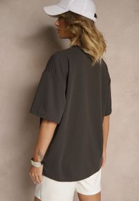 Renee - Ciemnoszara Koszulka T-shirt Basic Palenitia. Okazja: na co dzień. Kolor: szary. Styl: klasyczny, casual #3