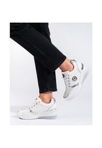 SHELOVET - Sneakersy damskie na koturnie białe Shelovet. Kolor: biały. Obcas: na koturnie #4