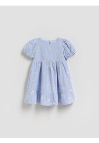 Reserved - Muślinowa sukienka z haftem - jasnoniebieski. Kolor: niebieski. Materiał: bawełna, tkanina. Wzór: haft