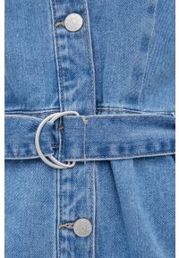 only - Only kombinezon jeansowy bawełniany z kołnierzykiemm. Okazja: na co dzień. Kolor: niebieski. Materiał: bawełna, jeans. Długość rękawa: krótki rękaw. Długość: krótkie. Styl: casual #2