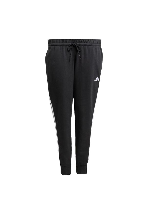 Adidas - Spodnie Essentials 3-Stripes Fleece Slim (Plus Size). Kolekcja: plus size. Kolor: czarny, biały, wielokolorowy. Materiał: polar. Sport: fitness