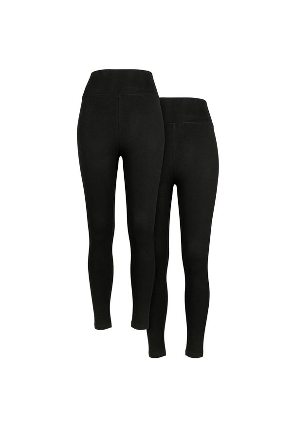 Urban Classics - Damskie Legginsy Z Wysokimi Stanami (zestaw 2 Sztuk). Stan: podwyższony. Kolor: czarny. Sport: turystyka piesza