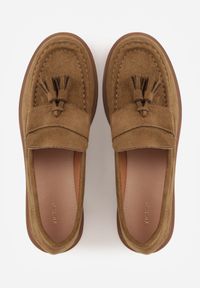 Born2be - Ciemnobeżowe Mokasyny VICES ze Skórzaną Wkładką i Frędzlami Leuconisse. Okazja: na co dzień. Kolor: beżowy. Materiał: skóra. Wzór: aplikacja. Styl: casual, elegancki #8