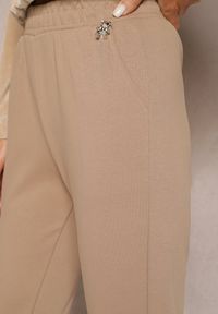 Renee - Jasnobrązowe Bawełniane Spodnie Dresowe z Gumką w Pasie Artizin. Kolor: brązowy. Materiał: bawełna, dresówka. Długość: długie #4