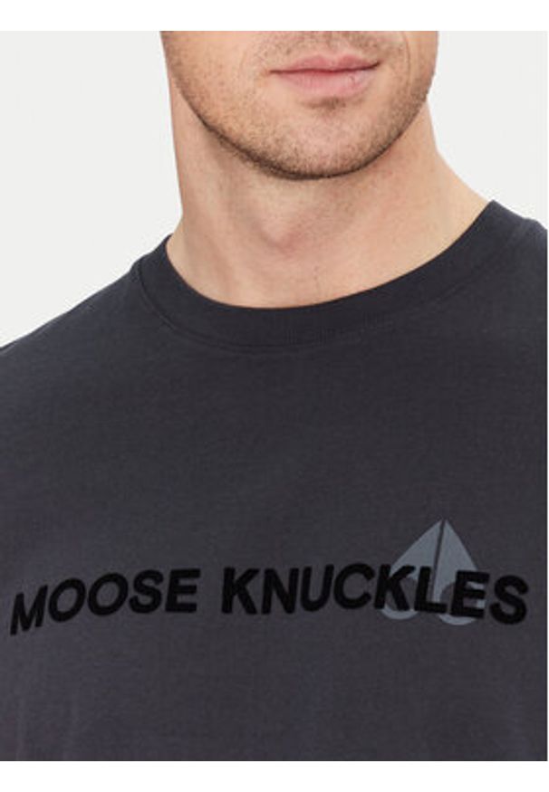 Moose Knuckles T-Shirt Conway M15MT760 Granatowy Regular Fit. Kolor: niebieski. Materiał: bawełna