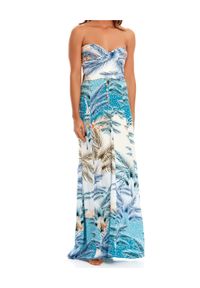 AGUA BENDITA - Niebieska sukienka maksi Arabella Beck. Okazja: na plażę. Kolor: biały. Materiał: wiskoza. Długość rękawa: bez ramiączek. Wzór: aplikacja. Długość: maxi #8