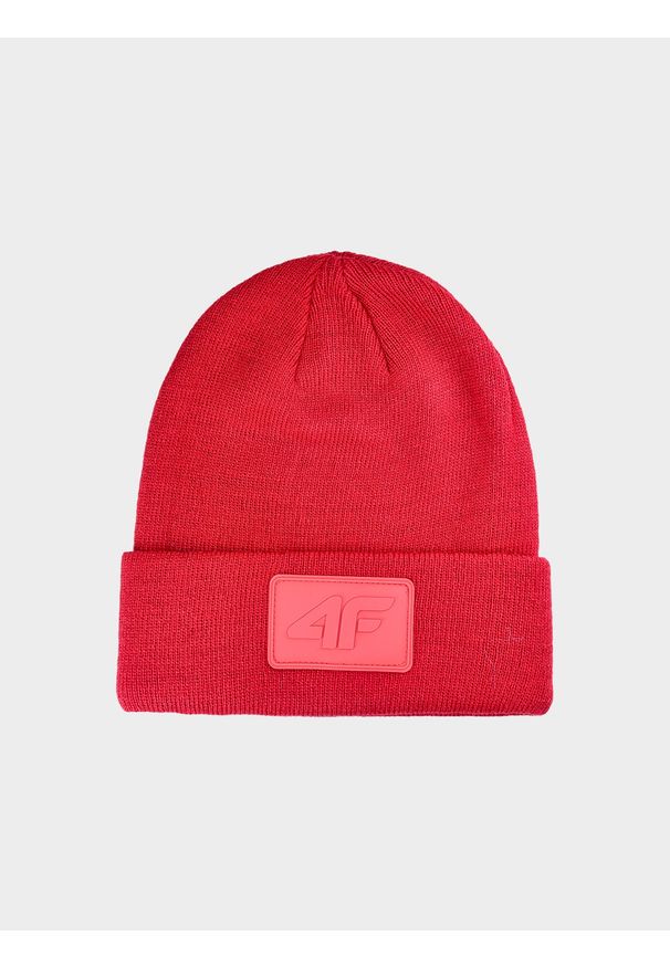 4f - Czapka beanie uniseks - czerwona. Kolor: czerwony. Materiał: materiał, syntetyk. Sezon: zima. Styl: sportowy, klasyczny