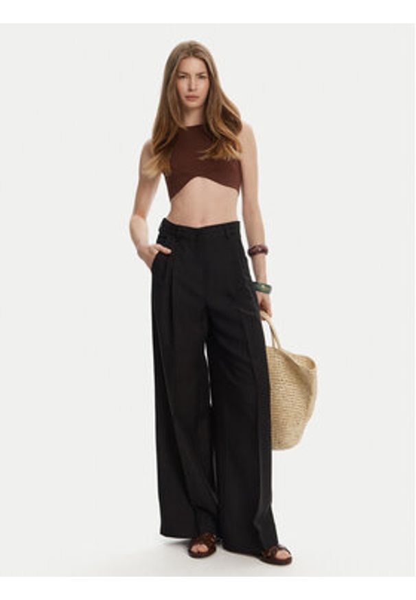 Weekend Max Mara Spodnie palazzo Veliero 2515131132 Czarny Wide Leg. Kolor: czarny. Materiał: wiskoza