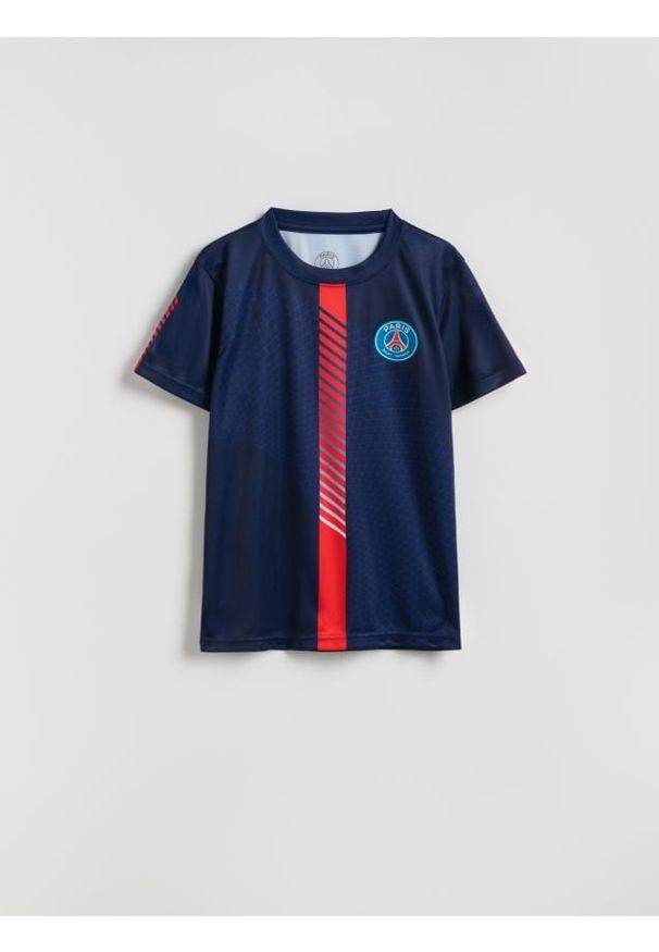 Reserved - T-shirt Paris Saint-Germain - granatowy. Kolor: niebieski. Materiał: dzianina