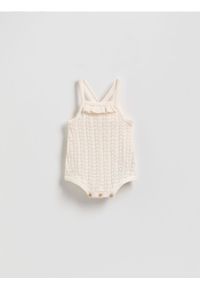 Reserved - Ażurowe body - złamana biel. Materiał: bawełna, dzianina. Wzór: ażurowy