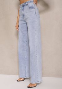 Renee - Jasnoniebieskie Jeansy High Waist z Szerokimi Nogawkami Leniscia. Okazja: na co dzień. Stan: podwyższony. Kolor: niebieski. Styl: elegancki, casual #5