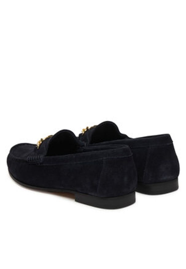 TOMMY HILFIGER - Tommy Hilfiger Mokasyny Th Chain Suede Loafer FW0FW09327 Granatowy. Kolor: niebieski. Materiał: zamsz, skóra