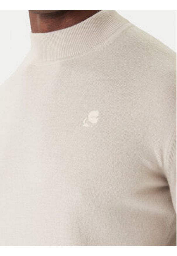 Karl Lagerfeld - KARL LAGERFELD Golf 655002 554399 Beżowy Slim Fit. Typ kołnierza: golf. Kolor: beżowy. Materiał: wełna