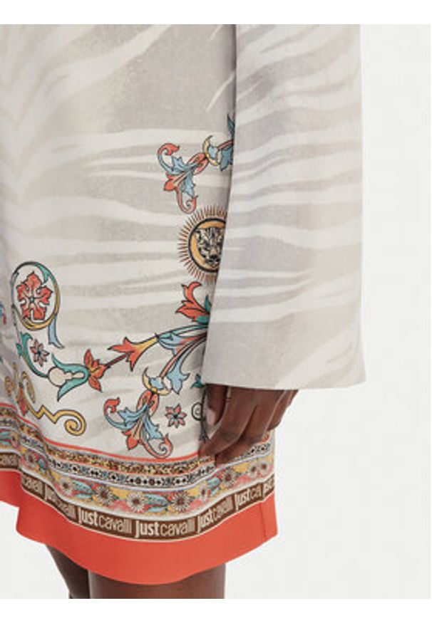 Just Cavalli Sukienka codzienna 80PAO948 NS846 Szary Regular Fit. Okazja: na co dzień. Kolor: szary. Materiał: wiskoza. Typ sukienki: proste. Styl: casual