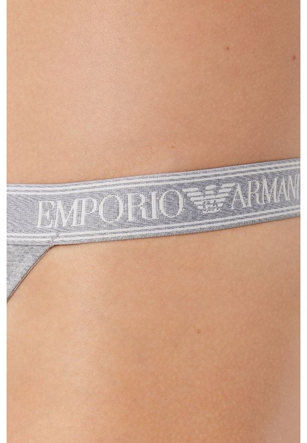 Emporio Armani Underwear Stringi kolor szary. Kolor: szary. Materiał: materiał, dzianina. Wzór: gładki