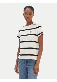 TOMMY HILFIGER - Tommy Hilfiger T-Shirt Script WW0WW47809 Beżowy Regular Fit. Kolor: beżowy. Materiał: bawełna #1