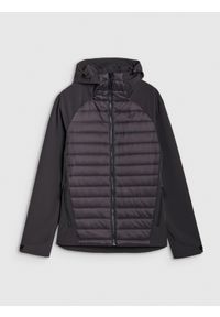 4f - 4F Kurtka softshell wiatroodporna membrana 5000 męska - szara 3XL. Typ kołnierza: kaptur. Kolor: szary. Materiał: softshell. Długość rękawa: raglanowy rękaw. Sport: wspinaczka #1