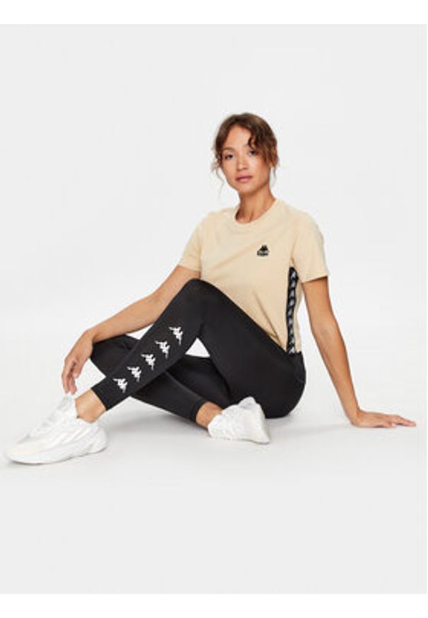 Kappa T-Shirt 313021 Beżowy Relaxed Fit. Kolor: beżowy. Materiał: bawełna