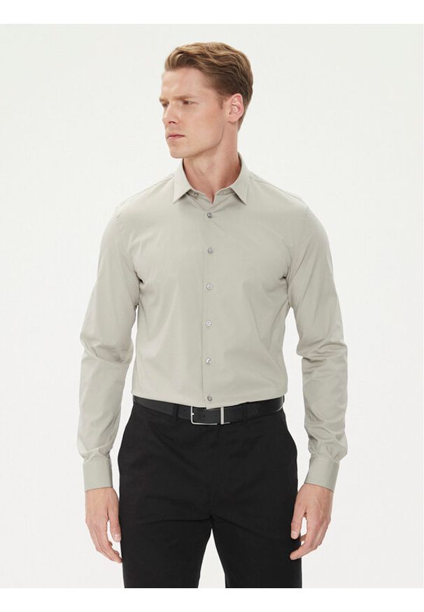 Calvin Klein Koszula K10K108229 Szary Slim Fit. Kolor: szary. Materiał: bawełna