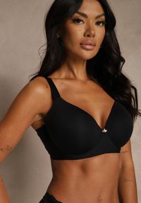 Renee - Czarny Klasyczny Biustonosz o Gładkiej Fakturze Adriaros. Kolor: czarny. Wzór: gładki #1