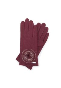 Wittchen - Damskie rękawiczki z puszkiem bordowe. Kolor: czerwony. Materiał: wełna. Wzór: aplikacja. Sezon: jesień, zima. Styl: klasyczny, elegancki #1