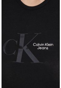 Calvin Klein Jeans top damski kolor czarny. Kolor: czarny. Materiał: dzianina. Wzór: nadruk #6