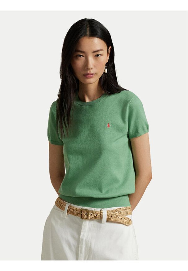 Polo Ralph Lauren Sweter 211891673027 Zielony Regular Fit. Typ kołnierza: polo. Kolor: zielony. Materiał: bawełna