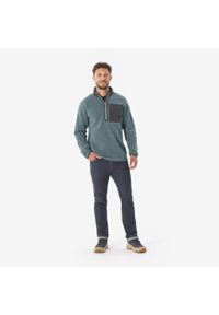 quechua - Sweter turystyczny męski Quechua NH500. Okazja: na co dzień. Typ kołnierza: kołnierzyk stójkowy. Kolor: szary, niebieski, zielony, wielokolorowy. Materiał: materiał, poliester, bawełna. Styl: sportowy, casual