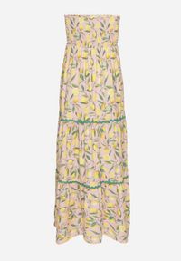 Born2be - Różowa Sukienka w Cytryny z Kokardą Galadessa. Okazja: na co dzień, na randkę. Typ kołnierza: kokarda. Kolor: różowy. Sezon: lato. Styl: casual, elegancki #4