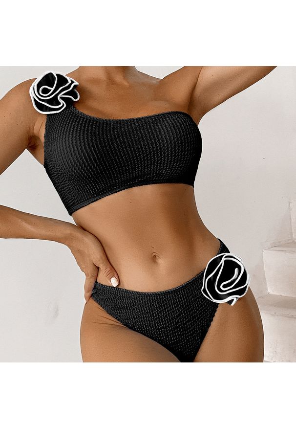 Intica - Kostium kąpielowy bikini z kwiatowym wzorem na lato Inna. Kolor: pomarańczowy. Materiał: materiał. Wzór: kwiaty