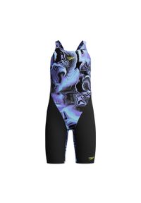 Dziewczęcy strój startowy Speedo Fastskin Endurance+ Max OpenBack. Kolor: niebieski, fioletowy, czarny, wielokolorowy