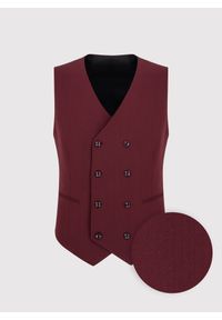 Pako Lorente - PAKO LORENTE - Bordowa dwurzędowa kamizelka męska. Kolor: czerwony. Materiał: poliester, wełna, elastan, wiskoza. Styl: elegancki, młodzieżowy #9